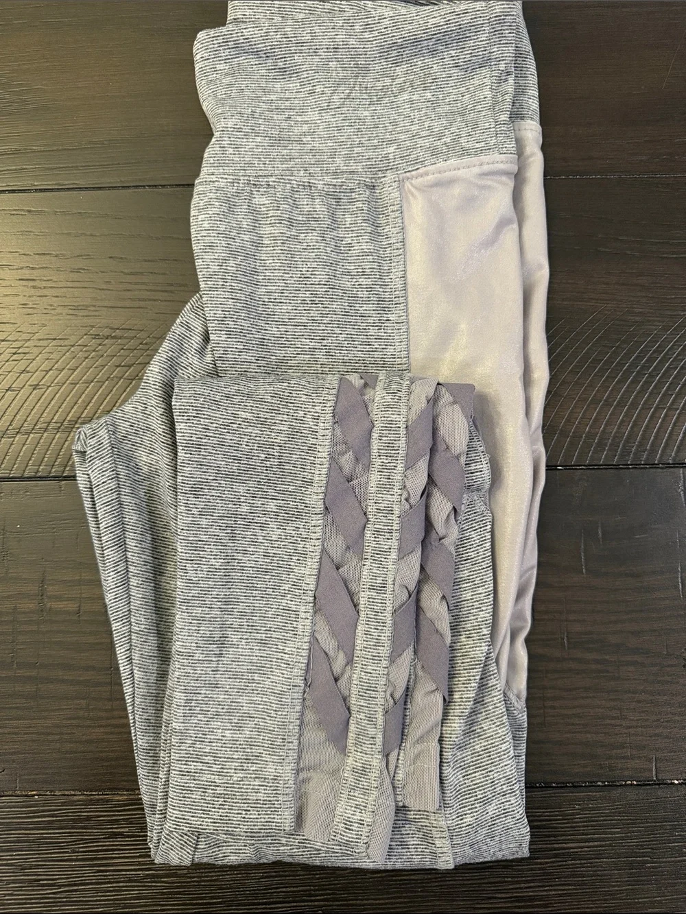 Justice Gray Girls' Athletic Leggings with Side Panels and Ladder Trim